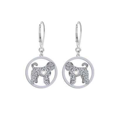 Silver Bouvier des Flandres engraved earrings with a heart - MEJK Jewellery