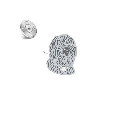 Silver Barbet pin with a heart-shaped crystal - MEJK Jewellery