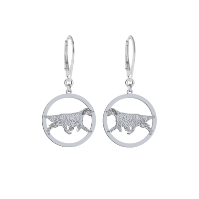 Silver English Setter earrings, FREE ENGRAVING - MEJK Jewellery