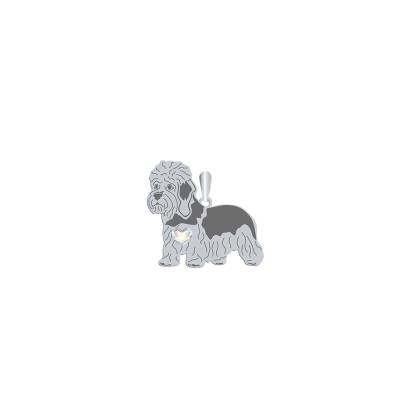 Silver Dandie Dinmont Terrier engraved pendant with a heart - MEJK Jewellery