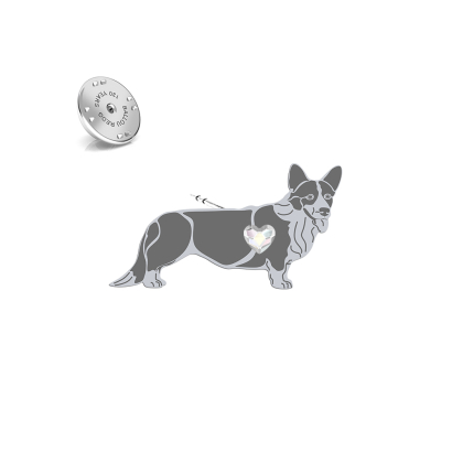 Silver Welsh corgi cardigan  jewellery pin - MEJK Jewellery