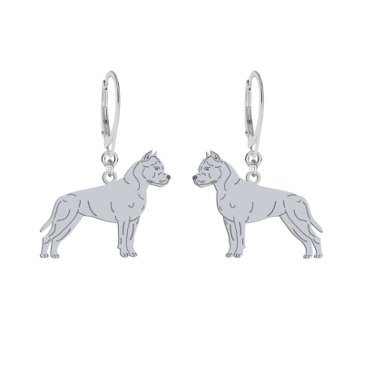 Kolczyki z psem grawerem American Staffordshire Terrier - Amstaff srebro - MEJK Jewellery