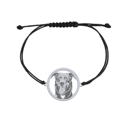 Silver Beauceron string bracleet with a heart, FREE ENRAVING - MEJK Jewellery
