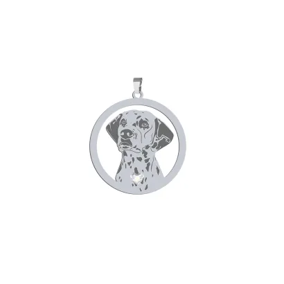 Silver Dalmatian pendant with a heart, FREE ENGRAVING - MEJK Jewellery