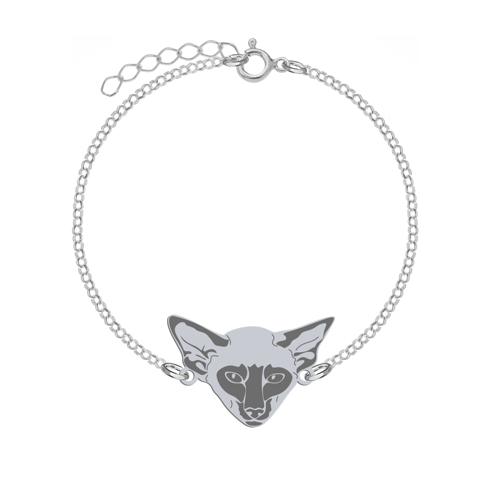 Silver Siamese Cat bracelet, FREE ENGRAVING - MEJK Jewellery