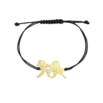 Bransoletka Pozłacana z Alaskan Malamute sznurek GRAWER GRATIS - MEJK Jewellery