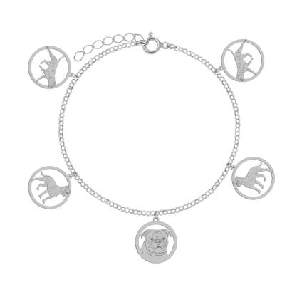 Silver Continental Bulldog bracelet, FREE ENGRAVING - MEJK Jewellery