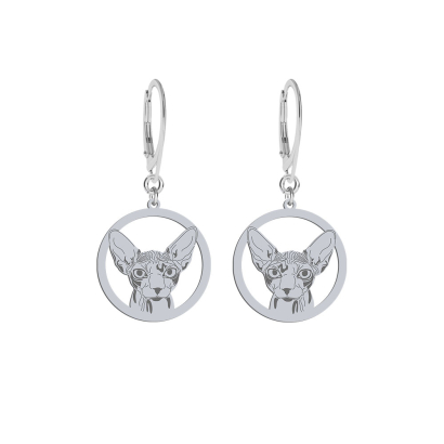 Silver Sphynx Cat earrings, FREE ENGRAVING - MEJK Jewellery