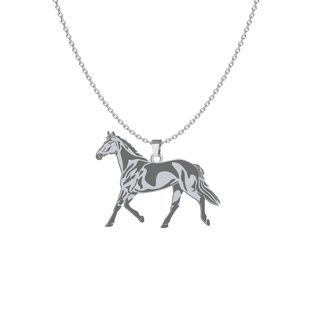 Silver Trakehner Horse necklace, FREE ENGRAVING - MEJK Jewellery