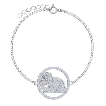 Silver Coton de Tulear engraved bracelet with a heart - MEJK Jewellery