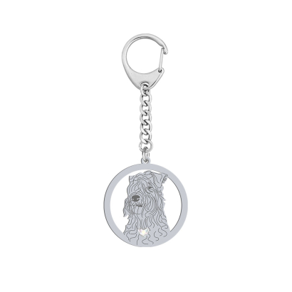 Silver Irish Soft-coated Wheaten Terrier keyring, FREE ENGRAVING - MEJK Jewellery