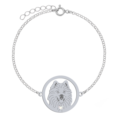 Bransoletka z psem sercem Samoyed srebro GRAWER GRATIS - MEJK Jewellery