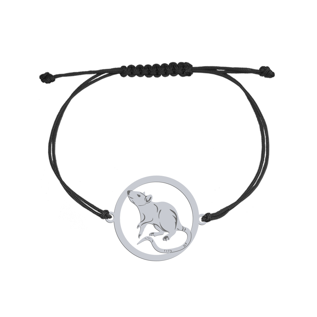 Bransoletka Szczur na sznurku srebro925 GRAWER GRATIS - MEJK Jewellery