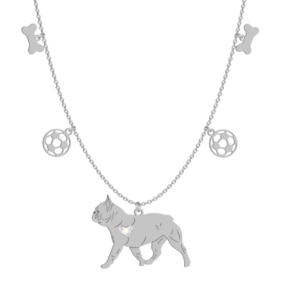 Naszyjnik z psem Bulldog Francuski srebro GRAWER GRATIS - MEJK Jewellery