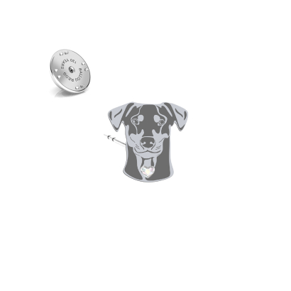 Wpinka z sercem psem Pinczer Średni srebro - MEJK Jewellery