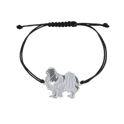 Bransoletka z psem grawerem Chin Japoński srebro sznurek GRAWER GRATIS - MEJK Jewellery