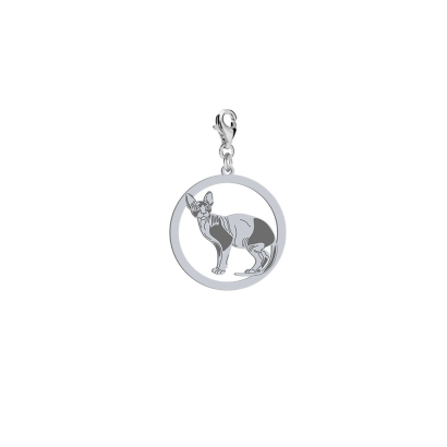 Silver Sphynx Cat charms, FREE ENGRAVING - MEJK Jewellery