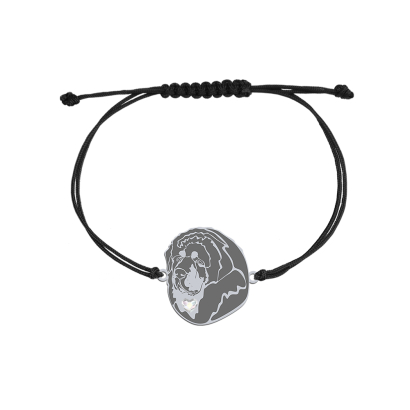 Bransoletka z psem Mastif Tybetański srebro sznurek GRAWER GRATIS - MEJK Jewellery
