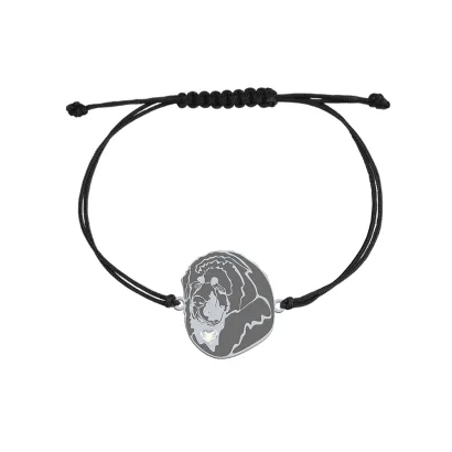 Silver Tibetan Mastiff string bracelet, FREE ENGRAVING - MEJK Jewellery