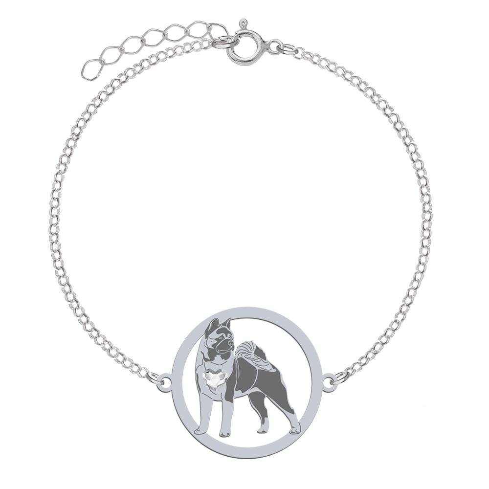 Silver American Akita engraved bracelet - MEJK Jewellery