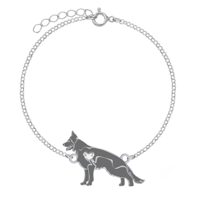 Silver Black German Shepherd engraved bracelet - MEJK Jewellery