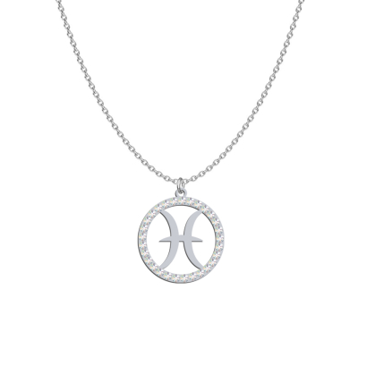 Necklace Zodiac Sign of  FISH in rhodium-plated or gold-plated silver