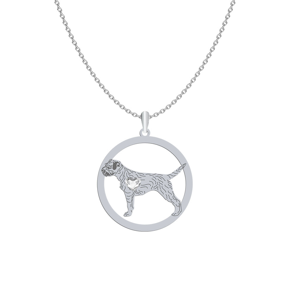Naszyjnik z psem grawerem Border Terrier srebro - MEJK Jewellery