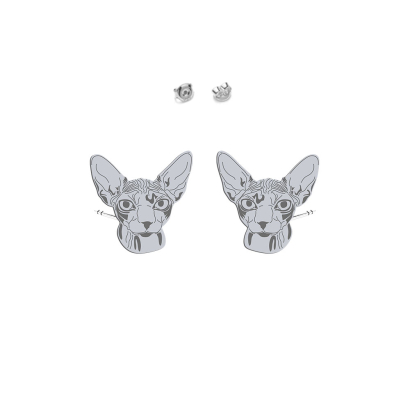 Kolczyki z kotem Sphynx srebro - MEJK Jewellery