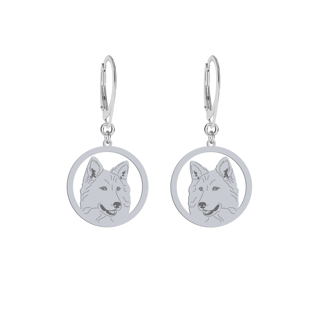 Silver White Swiss Shepherd Dog earrings - MEJK Jewellery