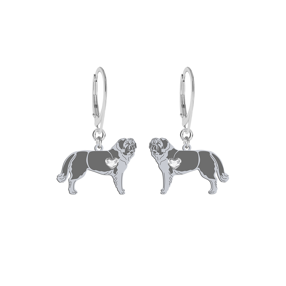 Silver Moscow Watchdog earrings with a heart, FREE ENGRAVING - MEJK Jewellery