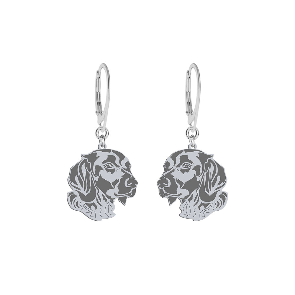 Silver Small Münsterländer engraved earrings - MEJK Jewellery
