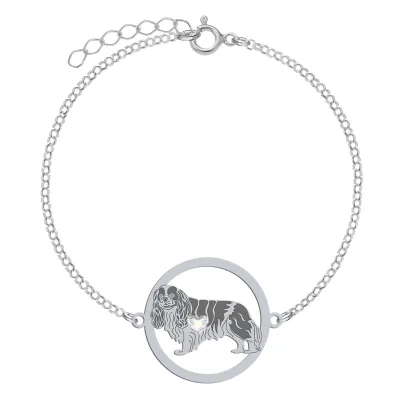 Silver Cavalier King Charles Spaniel bracelet with a heart, FREE ENGRAVING - MEJK Jewellery