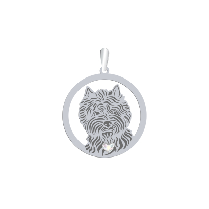 Silver Cairn Terrier engraved pendant with a heart - MEJK Jewellery