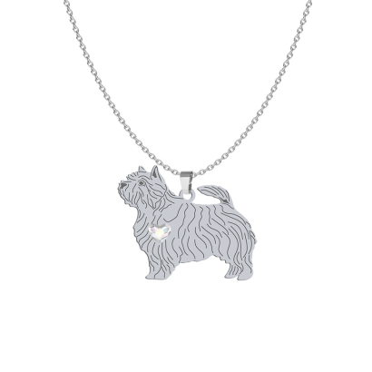 Silver Norwich Terrier necklace with a heart, FREE ENGRAVING - MEJK Jewellery