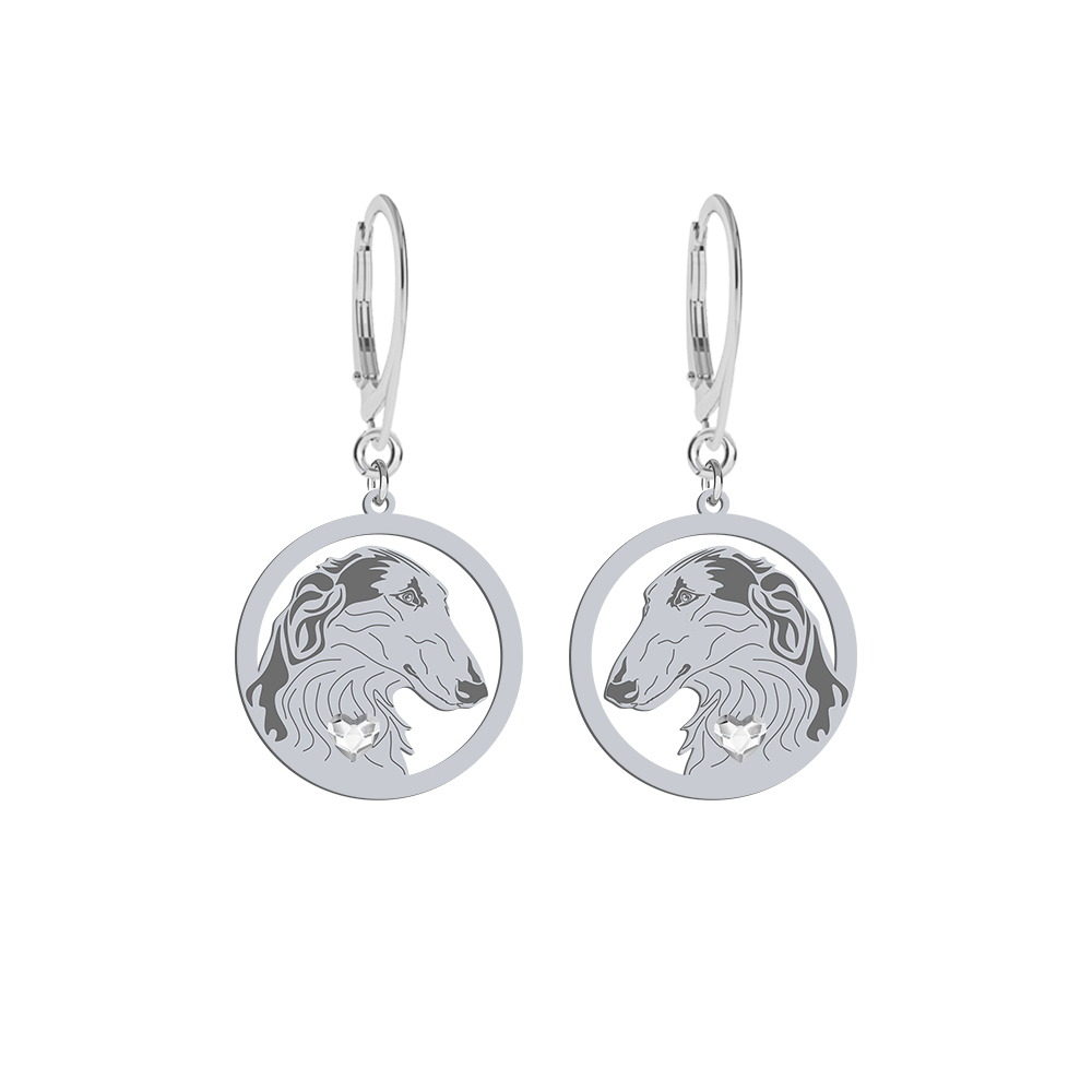 Silver Borzoj earrings, FREE ENGRAVING - MEJK Jewellery