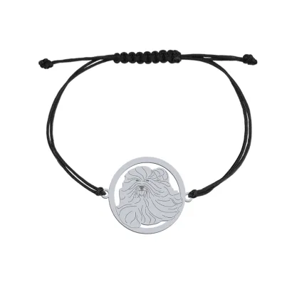 Silver Coton de Tulear string bracelet, FREE ENGRAVING - MEJK Jewellery