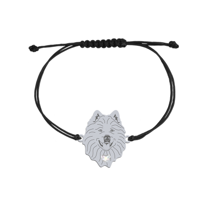 Bransoletka z psem Samoyed srebro sznurek GRAWER GRATIS - MEJK Jewellery