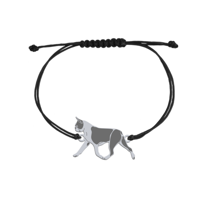 Silver Boston Terrier engraved string bracelet - MEJK Jewellery
