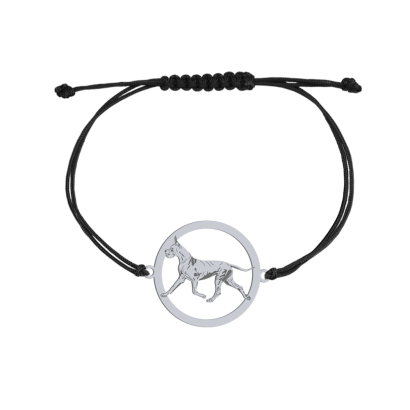 Bransoletka z psem grawerem Dog Niemiecki srebro sznurek - MEJK Jewellery