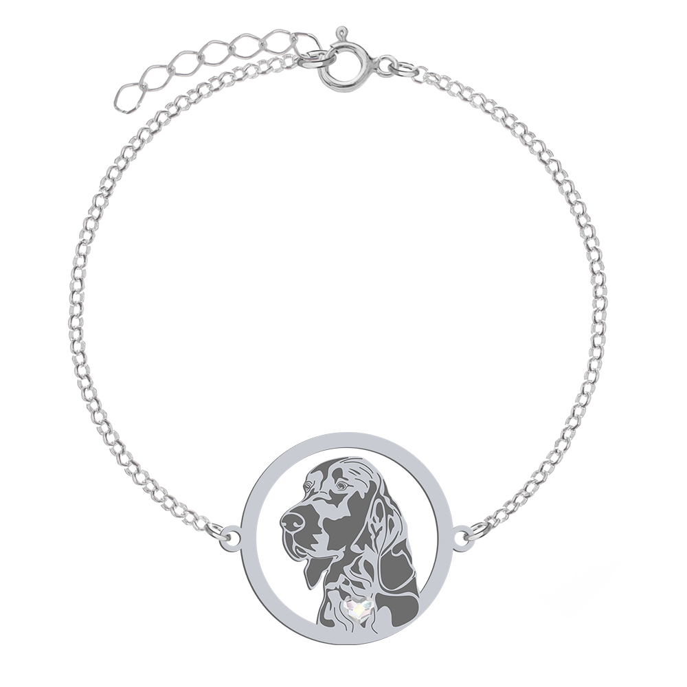 Silver Irish Red Setter bracelet with a heart, FREE ENGRAVING - MEJK Jewellery
