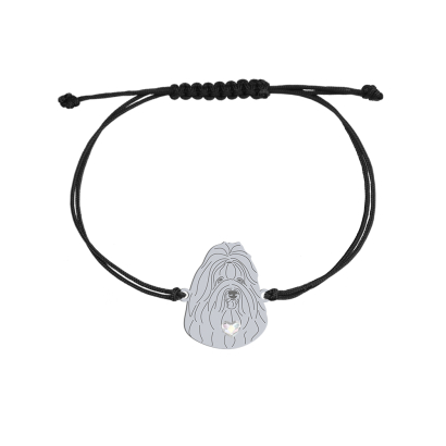Silver Coton de Tulear string bracelet, FREE ENGRAVING - MEJK Jewellery