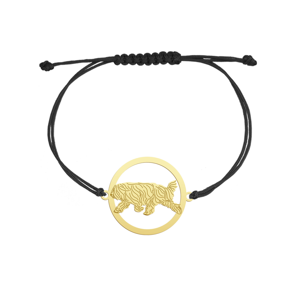 Silver Chow Chow Soft  engraved string bracelet - MEJK Jewellery
