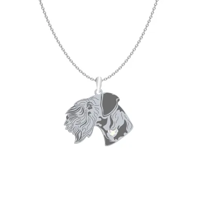 Silver Cesky Terrier engraved necklace with a heart - MEJK Jewellery