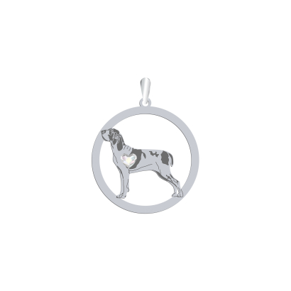 Silver Bracco Italiano pendant with a heart FREE ENGRAVING - MEJK Jewellery