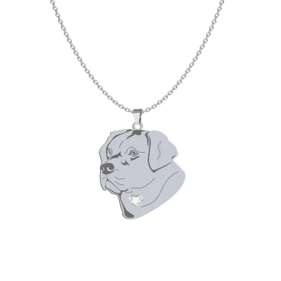 Silver Labrador Retriever necklace with a heart, FREE ENGRAVING - MEJK Jewellery