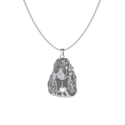 Silver Gordon Setter necklace with a heart, FREE ENGRAVING - MEJK Jewellery