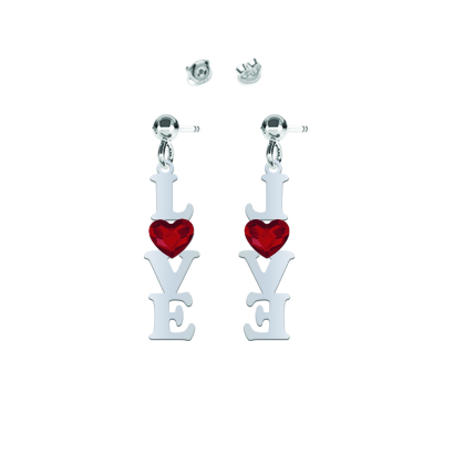  HEART LOVE earrings  crystal - rhodium-plated or gold-plated silver