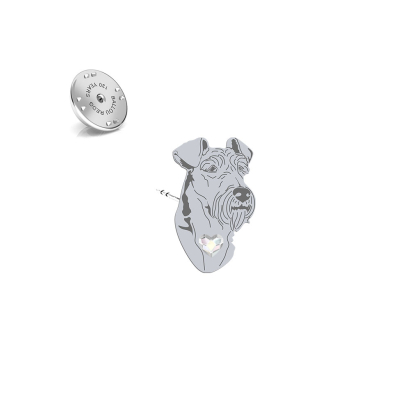 Silver Irish Terrier pin with a heart - MEJK Jewellery