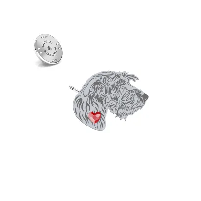 Silver  Irish Wolfhound  pin with a heart - MEJK Jewellery