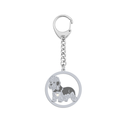 Silver Dandie Dinmont Terrier keyring with a heart, FREE ENGRAVING - MEJK Jewellery